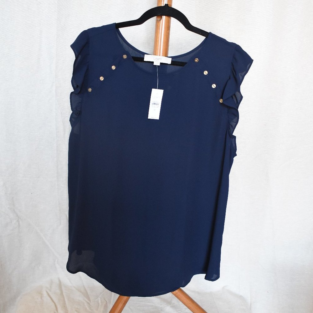 Sheer flutter blouse with gold buttons